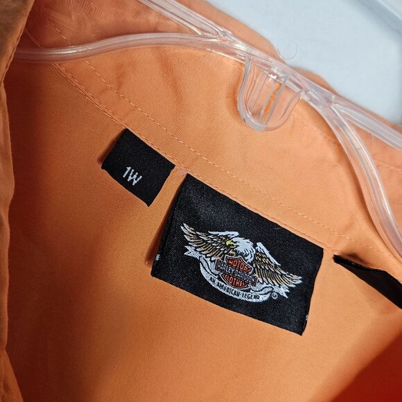 Harley Davidson Shirt Womens 1X Embroidered Logo Button Up Biker 1W Short Sleeve - Picture 3 of 10